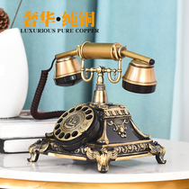 Pure copper vintage craft European living room hotel ornaments creative personality decoration antique fixed telephone landline