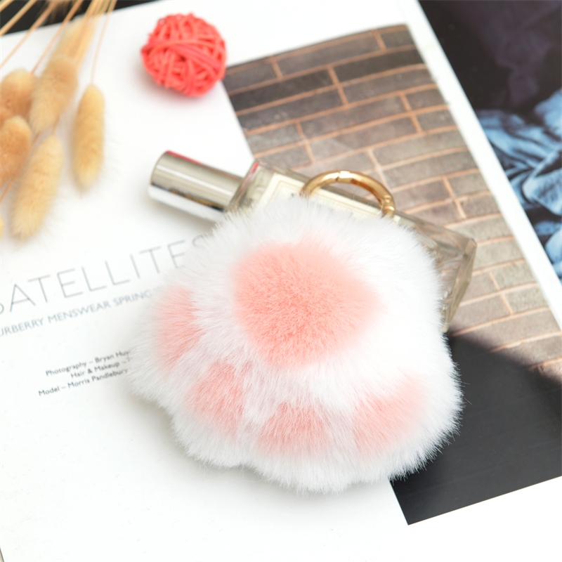 Bag Charm with Cat Paw Design, Cute Cat Paw Style Bag Charm Keychain, Korean Pink and White Doll Accessory Bag Charm with Cat Paw Design, Cute Cat Paw Style Bag Charm Keychain, Korean Pink and White Doll Accessory