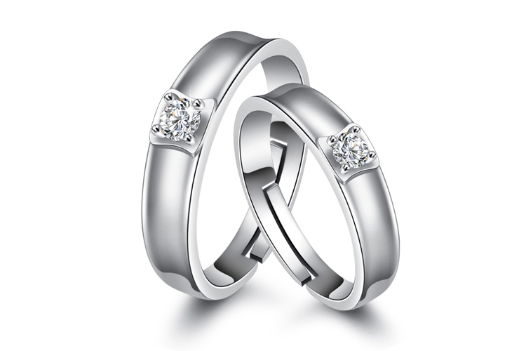 Nhẫn kim cương đôi nam nữ một cặp hôn nhân trực tiếp mở đạo cụ cưới 1 carat mô phỏng nhẫn kim cương mới nhẫn cặp pnj