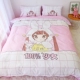 Sailor Moon Pure Cotton Bộ bốn mảnh Màu hồng Cô gái Trái tim Luna Tấm cotton Tấm Duvet Bìa Ký túc xá Bộ ba mảnh - Bộ đồ giường bốn mảnh