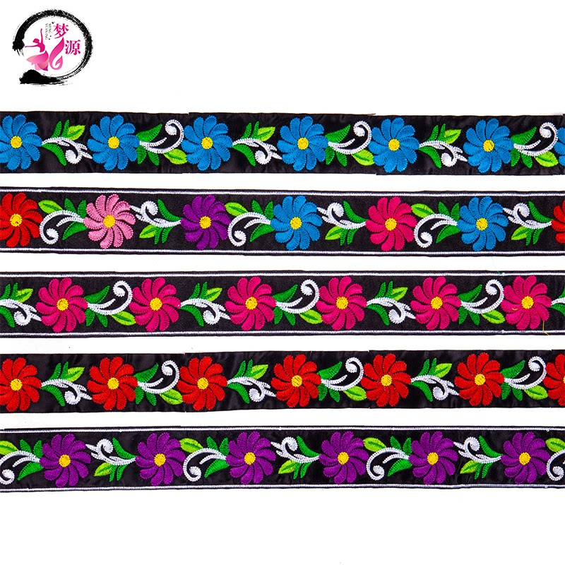 Embroidered flowers lace strip cloth with backgum scalding strips of flower strips for minority stage acting out of ancient clothing accessories