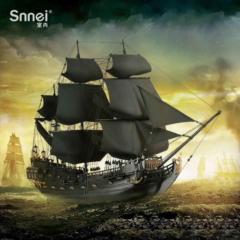 Black Pearl Horn Model Sailing Decoration Craft Swing Piece Finished Caribbean Pirate Wooden Boat Opening Giao Gift-Taobao