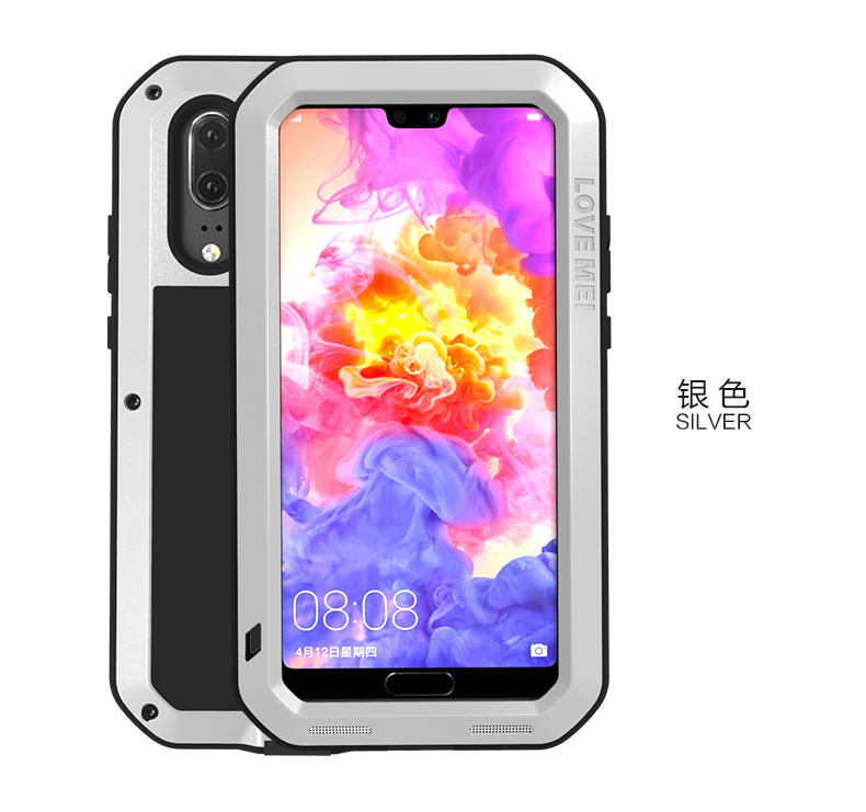 LOVE MEI Powerful Water Resistant Shockproof Dust/Dirt/Snow Proof Aluminum Metal Outdoor Heavy Duty Case Cover for Huawei P20 Pro & Huawei P20