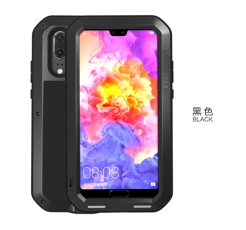 LOVE MEI Powerful Water Resistant Shockproof Dust/Dirt/Snow Proof Aluminum Metal Outdoor Heavy Duty Case Cover for Huawei P20 Pro & Huawei P20