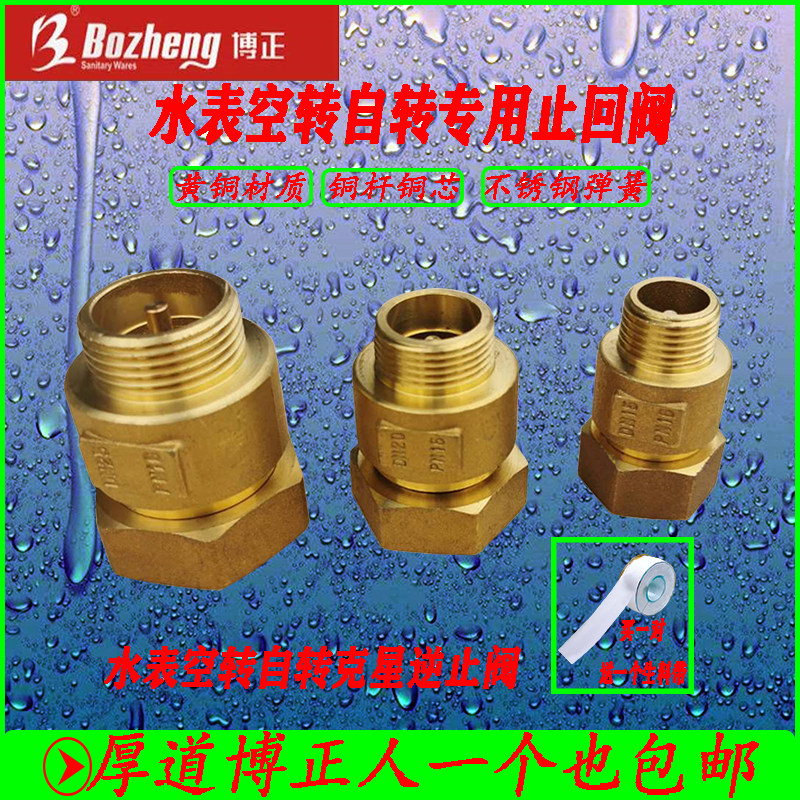 Bozheng full copper water meter check valve home backstop valve anti-idling rotation water meter connector front and back check valve