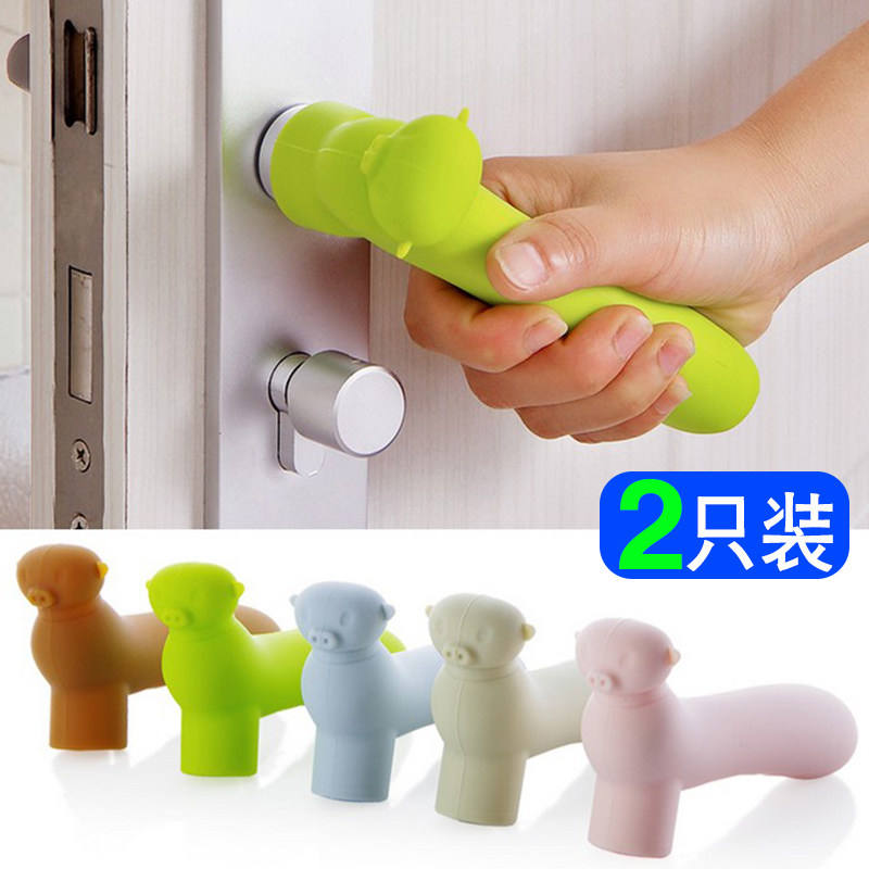 Bedroom door room handle protective sleeve silicone gel Baby cute crash-proof cushion anti-theft door handle pair of round