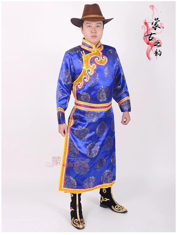 Áo choàng nam Mông Cổ Trình diễn múa Mông Cổ Trình diễn Trang phục dài Áo cưới Áo choàng bộ đồ truyền thống
