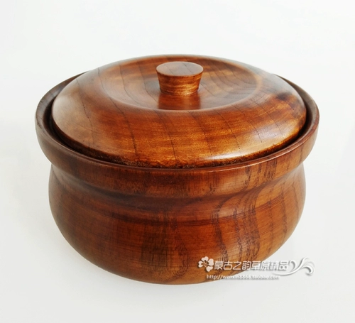 Монгольская характеристика сплошной древесной посуды с рисовой миской с перемешиванием целое дерево, чтобы сделать чистое твердое дерево монгольское отель отель