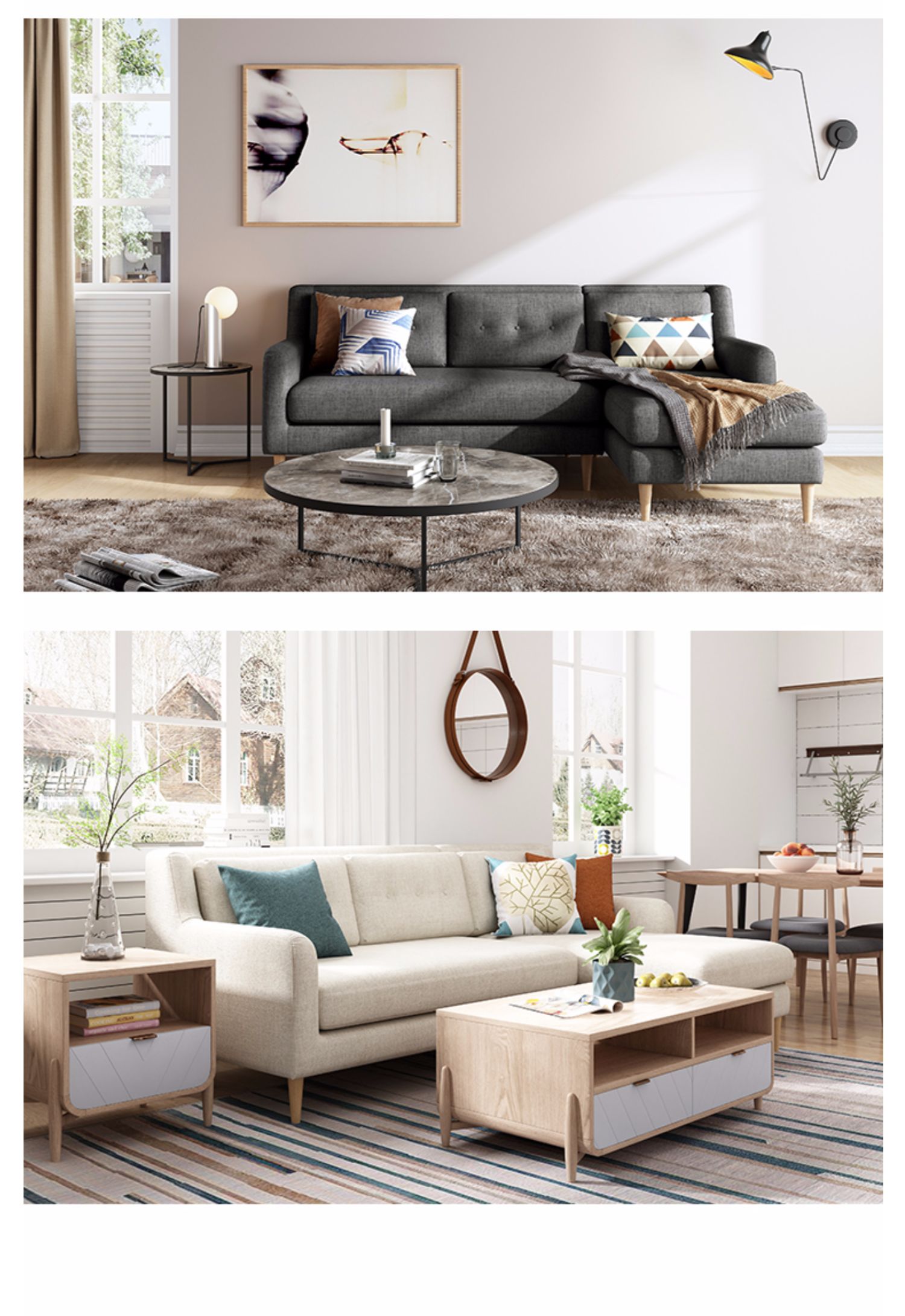 Vatican tuyệt vời sofa vải nghệ thuật kết hợp giữa kích thước nhỏ góc L-Bắc Âu nội thất tối giản phòng khách hiện đại sẵn sàng - Ghế sô pha sofa góc giá rẻ