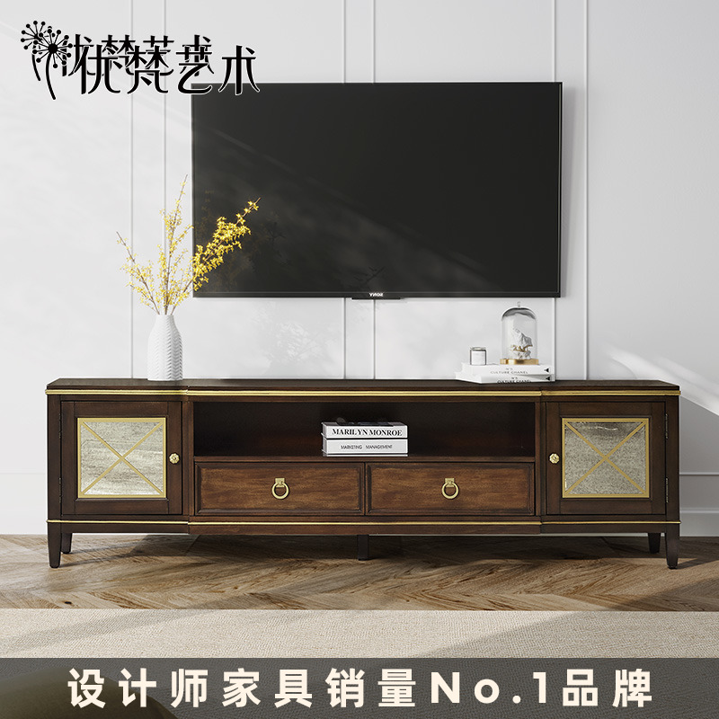 Youfan Art Plato American Light Luxury Living Room Wooden TV Cabinet Simple Cabinet Retro SV23 Clearing]