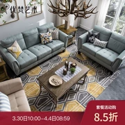 Bạn Fan Art Phong cách Mỹ phòng khách đặt bộ bàn ghế sofa da ba người ánh sáng sang trọng tủ tivi kết hợp bàn cà phê - Bộ đồ nội thất