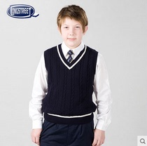 Lan Shi British boys  clothing Tibetan sweater blue and white knitted vest B-5700 school uniform school uniform