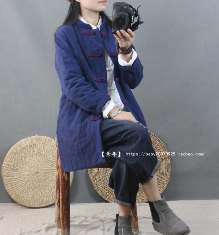 2019 mùa xuân và mùa đông jacquard cotton và tấm vải lanh màu khóa áo cotton Trung Quốc phong cách thoải mái cotton quần áo phụ nữ áo phao uniqlo nữ dáng dài
