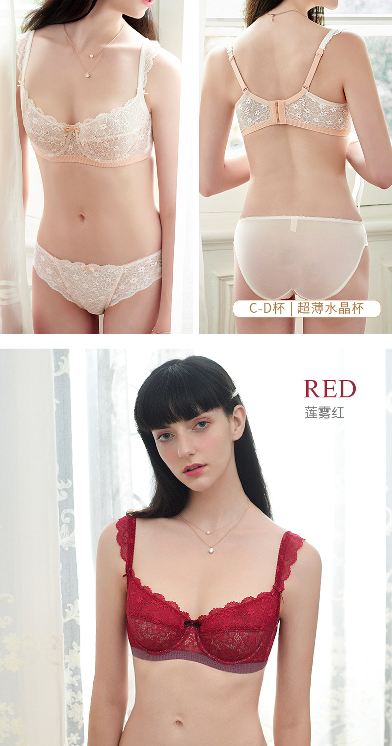 Quần lót mỏng Yiqian phù hợp với nữ gợi cảm Nhật Bản cô gái dễ thương ren trắng áo ngực mỏng - Bộ đồ lót do lot