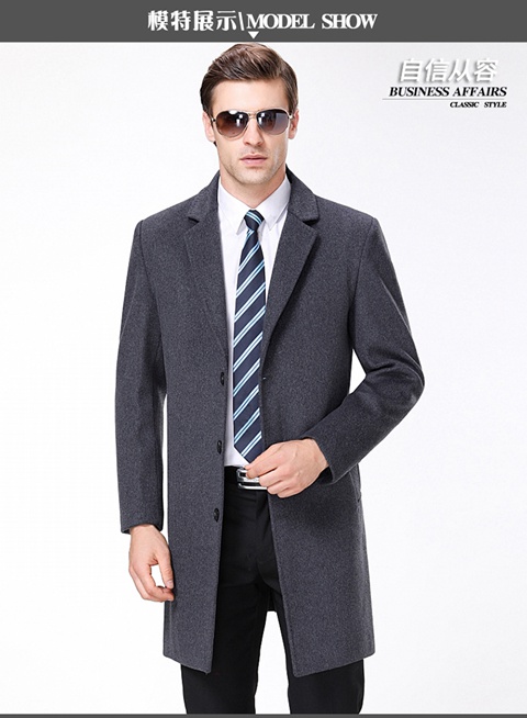 Mùa thu và mùa đông quần áo trung niên áo len nam dài áo gió cha cha phù hợp với cổ áo cổ áo áo cashmere áo phao nam hàng hiệu