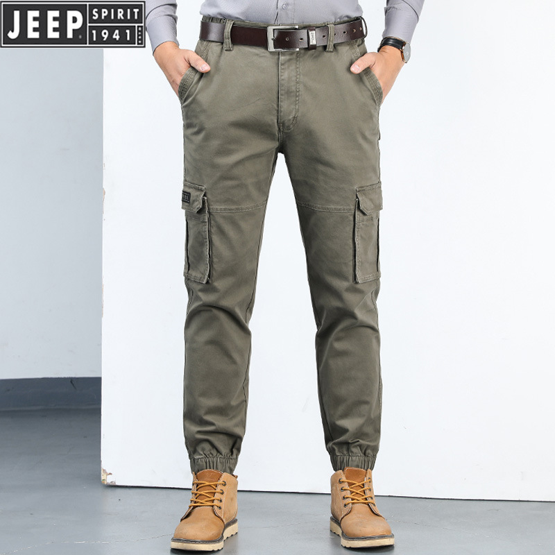 JEEP Autumn and Winter New Products tight and sloping multipockets large casual workers pants for men's small foot trousers