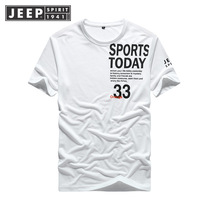 Jeep jeep 2021 summer new casual loose thin solid color round neck youth short-sleeved T-shirt