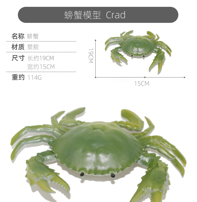 Игрушки-животные 仿真塑胶螃蟹玩具大闸蟹海蟹海鲜动物模型大号龙虾儿童男孩礼物 053