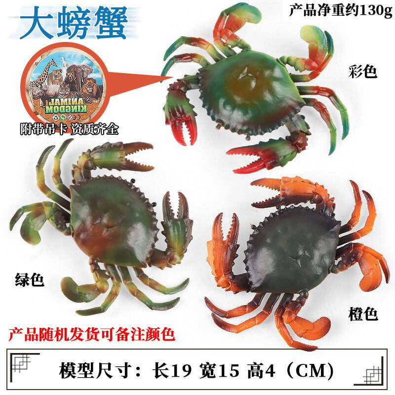 Игрушки-животные 仿真塑胶螃蟹玩具大闸蟹海蟹海鲜动物模型大号龙虾儿童男孩礼物 053