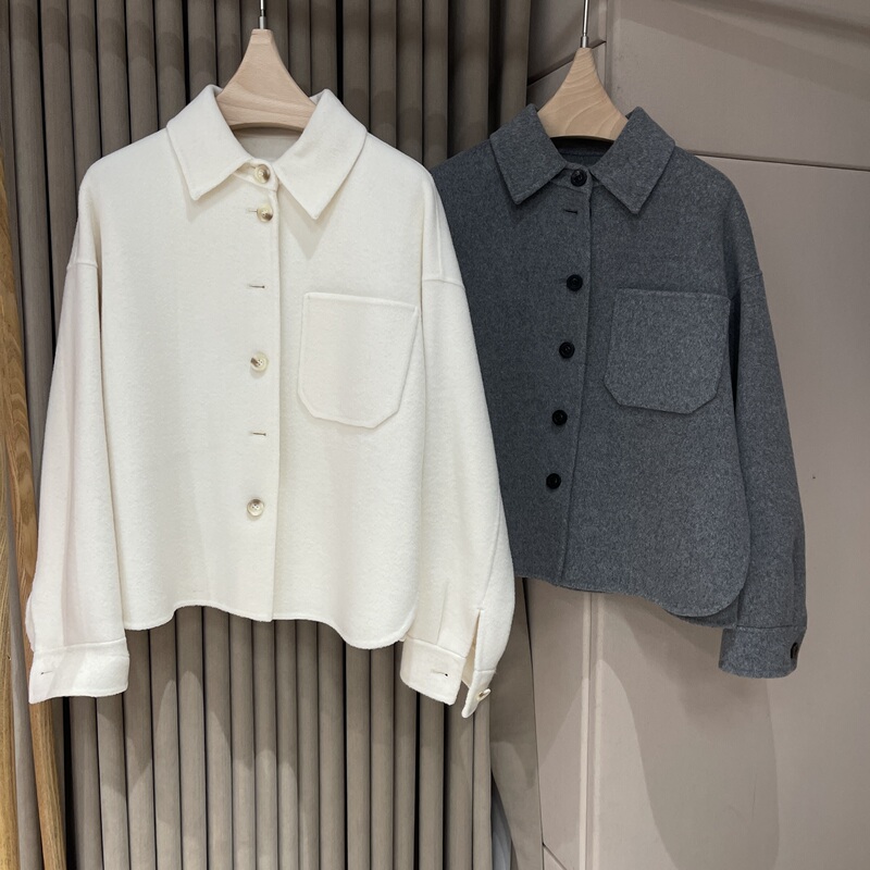 2026 Summer Model 18Qq-737 Polo Collar Cashmere Short Coat m Bust 120 Length 57 No Returns No Exchanges