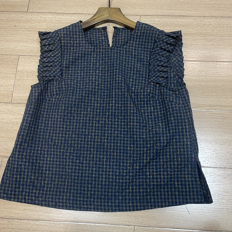 2026 Summer Model 12Wy-6977 Plaid Lace Sleeveless Top m Bust 108 Length 58 No Returns No Exchanges