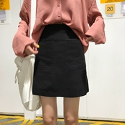 Mùa xuân 2019 Hàn Quốc sang trọng gió cao eo thon đơn giản túi màu rắn túi hông váy giảm béo - Váy