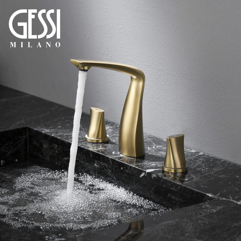 Gessi Italian All-Copper Three-Hole Separate Bathroom Under-Counter Washbasin Hot and Cold Water Faucet