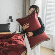 Nordic simple cotton pillow sleeper without core envelope pillow bag Wide side embroidery 48x74cm single pillow case 2 packed