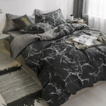 Neutral style simple cotton four-piece black marble cotton single quilt cover male and female dormitory apartment