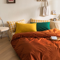 Knock the good-looking pumpkin red~pure cotton four pieces of pure color white eye coloured double bed by a residential apartment bed 2m