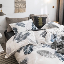 Nordic minimalist ins neutral bed four-piece cotton black and white plant cotton quilt cover bed sheet three 4-piece bed hat