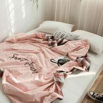 Washable summer cold quilt cotton water washing cotton air conditioning by Nordic letter embroidery double-sided cotton thin core summer