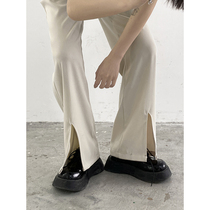 Small lazy split suit pants women summer straight tube hanging sense design of black trousers casual trousers summer thin