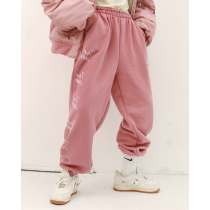 Race lazy velvet thickened letters casual sports pants womens 2020 winter new drawstring loose and wild pants to wear outside