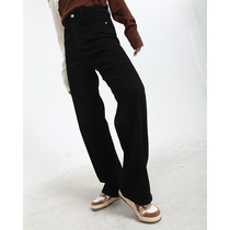 Racing Small Sloth Black Jeans Women Spring 2022 New Straight Silo Loose High Waist Wide Leg Black Pants Tide Ins