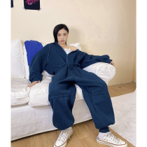 Race lazy frock jumpsuit womens 2021 new one-piece European and American spring sweater sports suit Yangqi spring and autumn