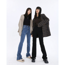 Race small Lazy Black Horn Thin jeans Feminists women Summer high waist comeback ancient broadlegs Conspicuded Microlamato Pants Tide