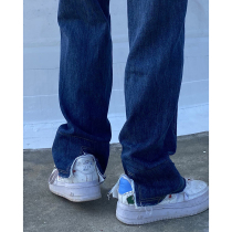 Small lazy design sense of the public high waist dark blue jeans womens dark summer straight loose high street pants tide ins