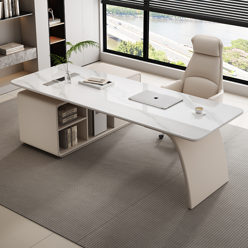 Light Luxury Slate Corner Desk for Home Study, Modern Minimalist Designer Workstation, Light Luxury Computer Office Desk