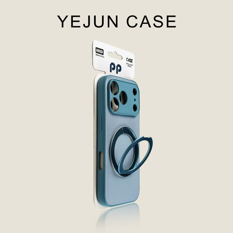 Blue Lychee Pattern Metal Rotating Stand Suitable for K90 Xiaomi 17 Pro Max Phone Case 1517 Simple 14 Anti-Drop 131211 Redmi K90 K80 K70 High-End Feel K60 K50 K40