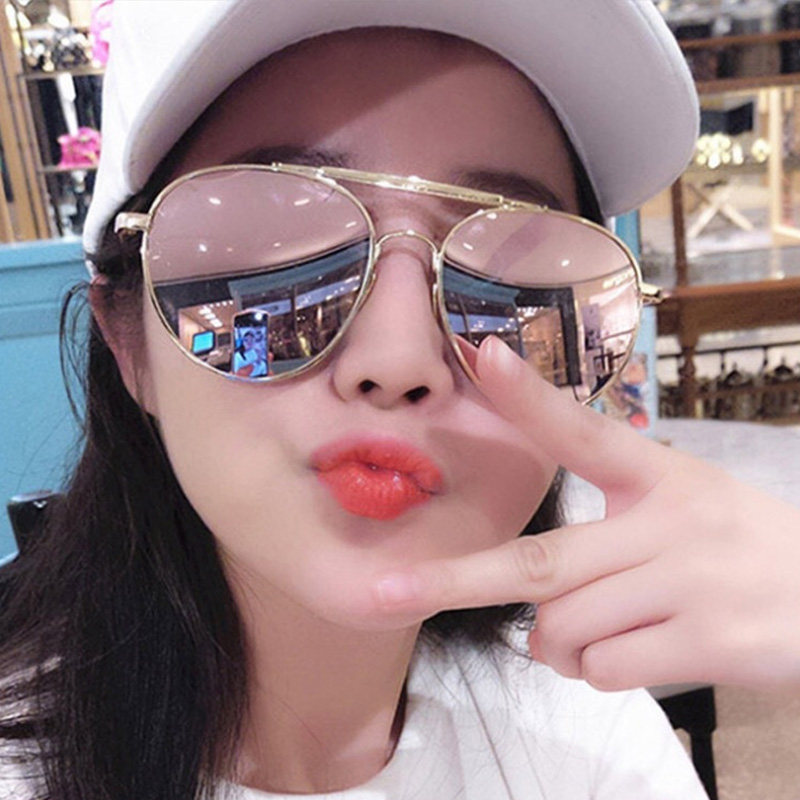 2021 new sunglasses female Korean version of the star net red glasses fashion trend personality metal round face big frame sunglasses men