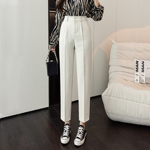 White suit pants womens spring and autumn casual hanging straight pipe pants professional small pants nine points 2021 New