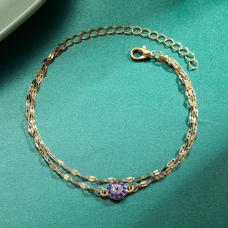 Double-Layer Bracelets Turkish Blue Rhinestone Bracelet Evil Eye Double-Layer Bracelet