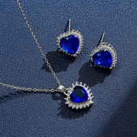 Stainless Steel Blue Earrings Wedding Jewelry Set jewelry suit