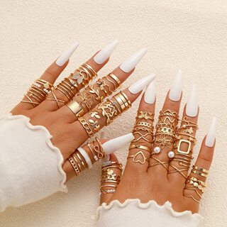 Rings Set of 66 Pieces Cross-Border ins Simple Flower Butterfly Spiral Ring Set 66-Piece Set