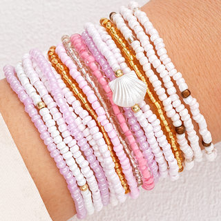 Bracelets Set of 17 Pieces Cross-Border Popular Colorful Multi-Layered Rice Bead and Shell Bracelets 17-Piece Set