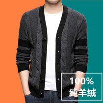 100 pure cashmere men autumn and winter pure wool sweater wear cashmere and thick sweater coat