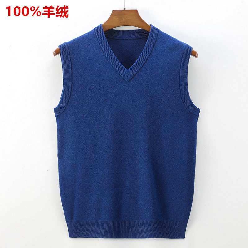 100% pure cashmere anti-pilling pure cashmere V-neck vest men's thickened sleeveless sweater knitted wool vest