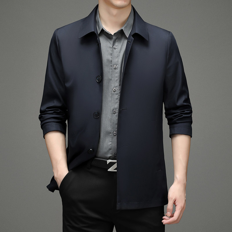 Brand men's clothing new medium long version of the wind clothes men light extravagant business casual 2022 spring fall collar large size jacket jacket jacket