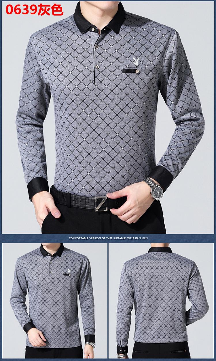 Bố mùa thu trung niên nam dài tay áo thun cotton cotton trung niên nam lỏng áo sơ mi cỡ lớn áo phông dài tay nam